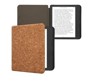 kwmobile Étui Compatible avec Kobo Libra Colour - Étui à Rabat Magnétique pour Tablette en Liège Marron Clair