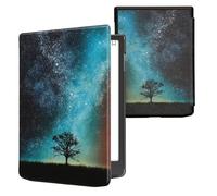 kwmobile Étui Compatible avec Pocketbook InkPad 4/Color 3/2 / Vivlio InkPad 4/Color 3 Coque - Étui à Rabat magnétique Tablette eReader Similicuir - Bleu-Gris-Noir