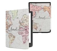 kwmobile Étui Compatible avec Pocketbook InkPad 4/Color 3/2 / Vivlio InkPad 4/Color 3 Coque - Étui à Rabat magnétique Tablette eReader Similicuir - Noir-Multicolore