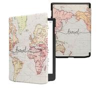 kwmobile Étui Compatible avec Pocketbook InkPad 4/Color 3/2 / Vivlio InkPad 4/Color 3 Coque - Étui à Rabat magnétique Tablette eReader Similicuir - Noir-Multicolore