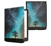 kwmobile Étui Compatible avec Pocketbook InkPad 4 / Color 3 / Color 2 Coque - Étui à Rabat magnétique Tablette eReader Similicuir - Bleu-Gris-Noir