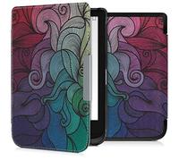 kwmobile Étui Compatible avec Pocketbook Touch Lux 4/5/HD 3/Color 2020/ Vivlio Lux 5 Coque - Étui à Rabat magnétique Tablette eReader Similicuir - Fuchsia-Bleu-Vert