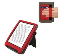 kwmobile Étui Compatible avec Pocketbook Verse/Pro/Color/Vivlio Light/Light HD Coque - Étui à Rabat magnétique Tablette eReader Similicuir - Rouge-Gris foncé