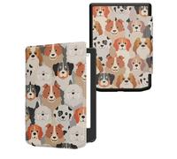 kwmobile Étui Compatible avec Pocketbook Verse/Verse Lite/Pro/Color/Vivlio Light HD Coque - Étui à Rabat magnétique Tablette eReader Similicuir - Blanc-Marron Clair-Gris