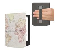 kwmobile Étui Compatible avec Pocketbook Verse/Verse Lite/Pro/Color/Vivlio Light HD Coque - Étui à Rabat magnétique Tablette eReader Similicuir avec Sangle - Noir-Multicolore