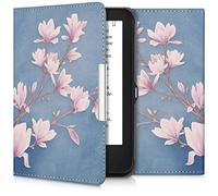 kwmobile Étui Compatible avec Tolino Shine 2 HD Coque - Étui à Rabat magnétique Tablette eReader Similicuir - Taupe-Blanc-Bleu-Gris