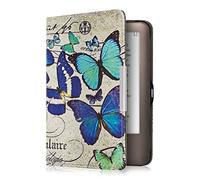 kwmobile Étui Compatible avec Tolino Shine (2013) Coque - Étui à Rabat magnétique Tablette eReader Similicuir - Bleu-Menthe glaciale-Beige