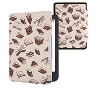 kwmobile Étui Compatible avec Tolino Shine 3 Coque - Étui à Rabat magnétique Tablette eReader Similicuir - Beige-Marron-doré