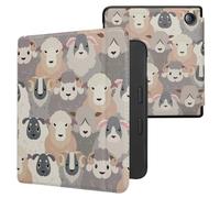 kwmobile Étui Compatible avec Tolino Vision 6 Coque - Étui à Rabat magnétique Tablette eReader Similicuir - Blanc-Marron-Gris
