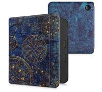 kwmobile Étui Compatible avec Tolino Vision 6 Coque - Étui à Rabat magnétique Tablette eReader Similicuir - Jaune-Bleu foncé