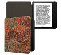 kwmobile Étui Compatible avec Tolino Vision 6 - Étui à Rabat Magnétique pour Tablette en Liège Ornement Mandala Fuchsia-Rouge-Bleu