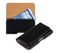 kwmobile Étui de Ceinture 16,2 x 8,5 cm pour Téléphone Portable - Étui Ceinture Universel Simili Cuir - Sacoche Smartphone avec Crochet - Noir