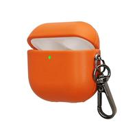 kwmobile Étui en Cuir synthétique pour Apple Airpods 4 - Coque Fine avec Mousqueton - Pochette pour écouteurs - Housse en Orange