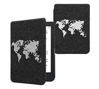 kwmobile Étui liseuse Compatible avec Kobo Clara 2E - Housse liseuse avec Rabat magnétique en Tissu - Blanc-Gris foncé