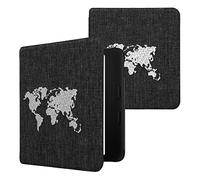 kwmobile Étui liseuse Compatible avec Kobo Libra 2 - Housse liseuse avec Rabat magnétique en Tissu - Blanc-Gris foncé