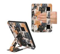 kwmobile Étui pliable en cuir PU avec support pour liseuse Kobo Clara 2E / Tolino Shine 4 - Orange/noir/blanc