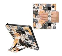 kwmobile Étui pliable en cuir PU avec support pour liseuse Kobo Libra 2 Orange/noir/blanc