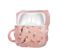 kwmobile Étui pour écouteurs Intra-Auriculaires pour Apple Airpods 4 Étui avec Mousqueton - Housse pour écouteurs - Chats et Rubans