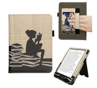 kwmobile Étui pour liseuse électronique Compatible avec Amazon Kindle Paperwhite (2024)/Colorsoft - Étui Housse Protection Noir-Beige