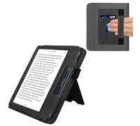 kwmobile Étui pour liseuse électronique Compatible avec Kobo Libra Colour - Housse Rabat liseuse en Simili Cuir - Gris foncé