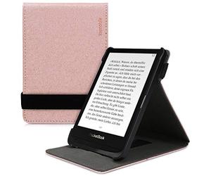 kwmobile Étui pour liseuse électronique Compatible avec Pocketbook Touch Lux 4/5/Touch HD 3/Color (2020)/ Vivlio Lux 5 - Étui Housse Rabat liseuse Simili Cuir Or Rose