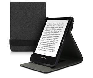 kwmobile Étui pour liseuse électronique Compatible avec Pocketbook Touch Lux 4/5/Touch HD 3/Color (2020)/ Vivlio Lux 5 - Étui Housse Rabat liseuse Simili Cuir Noir