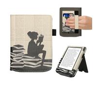 kwmobile Étui pour liseuse électronique Compatible avec Pocketbook Verse/Verse Lite/Pro/Color/Vivlio Light HD - Étui Housse Protection Noir-Beige