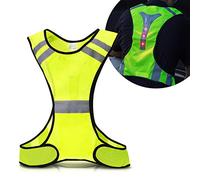 kwmobile Gilet Réfléchissant - Gilet LED avec Bandes Réfléchissantes et Sangle Réglable - Vélo Course Moto