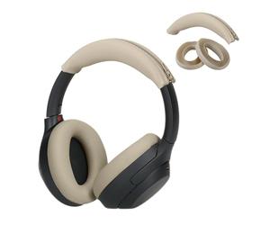 kwmobile Housse Bandeau et Coque Coussinet Compatible avec Sony WH-1000XM4 / WH-1000XM3 - Protection Silicone Bandeau et Coussinets Casque Audio - Beige
