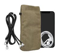 kwmobile Housse Collier Protection Universelle Smartphone XXL - 7" - Pochette téléphone en Velours côtelé avec Collier Ajustable - Vert Olive