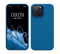 kwmobile Housse Compatible avec Apple iPhone 14 Pro Max Coque - Coque de téléphone Fine avec Finition Douce - Bleu récif