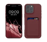 kwmobile Housse Compatible avec Apple iPhone 16 Pro Max Coque - Housse de téléphone avec Compartiment Carte en Silicone - Rouge Fauve