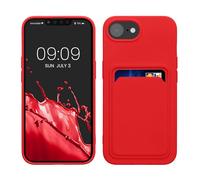 kwmobile Housse Compatible avec Apple iPhone 17e / iPhone 16e Coque - Housse de téléphone avec Compartiment Carte en Silicone - Rouge