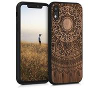 kwmobile Housse Compatible avec Apple iPhone XR Coque - Étui de Protection Rigide Antichoc avec Cadre en TPU - Brun foncé