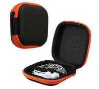 kwmobile Housse Compatible avec Casque Audio - Sacoche de Protection Rigide avec Fermeture Éclair pour Écouteurs Orange-Noir