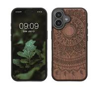 kwmobile Housse Compatible avec iPhone 17 Coque - Étui de Protection Rigide Antichoc avec Cadre en TPU - Brun foncé
