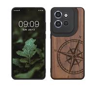 kwmobile Housse Compatible avec Motorola Edge 50 Neo/ThinkPhone 25 Coque - Étui de Protection Rigide Antichoc avec Cadre en TPU - Brun foncé