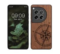 kwmobile Housse Compatible avec OnePlus 12 Coque - Étui de Protection Rigide Antichoc avec Cadre en TPU - Brun foncé