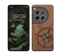 kwmobile Housse Compatible avec OnePlus 12 Coque - Étui de Protection Rigide Antichoc avec Cadre en TPU - Brun foncé