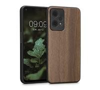 kwmobile Housse Compatible avec OnePlus Nord CE 2 Lite 5Gcoque - Étui de Protection Rigide en Bois avec Cadre en TPU - Brun foncé