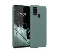 kwmobile Housse Compatible avec Samsung Galaxy A21s Coque - Housse de téléphone Protection Souple en Silicone - Bleu Vert