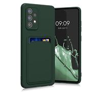 kwmobile Housse Compatible avec Samsung Galaxy A52 / A52 5G / A52s 5G Coque - Housse de téléphone avec Compartiment Carte en Silicone - Vert foncé