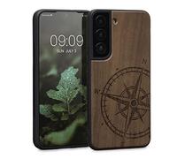 kwmobile Housse Compatible avec Samsung Galaxy S22 Coque - Étui de Protection Rigide Antichoc avec Cadre en TPU - Brun foncé