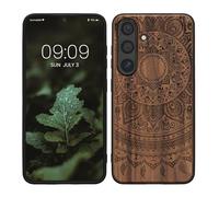 kwmobile Housse Compatible avec Samsung Galaxy S25 Coque - Étui de Protection Rigide Antichoc avec Cadre en TPU - Brun foncé