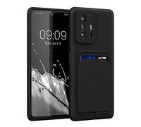 kwmobile Housse Compatible avec Xiaomi 11T / 11T Pro Coque - Housse de téléphone avec Compartiment Carte en Silicone - Noir Mat