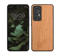 kwmobile Housse Compatible avec Xiaomi 12T / 12T Procoque - Étui de Protection Rigide en Bois avec Cadre en TPU - Marron