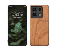 kwmobile Housse Compatible avec Xiaomi Redmi Note 13 Pro 5G / Poco X6 5Gcoque - Étui de Protection Rigide en Bois avec Cadre en TPU - Marron