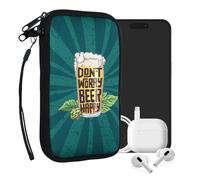 kwmobile Housse de Protection pour Smartphone L - 6,5" - Sacoche de Protection pour Téléphone Portable en Néoprène Don't Worry Beer Happy Orange-Vert-pétrole