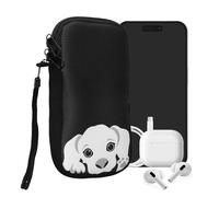 kwmobile Housse de Protection pour Smartphone M - 5,5" - Sacoche de Protection pour Téléphone Portable en Néoprène Chiens Curieux Noir-Blanc