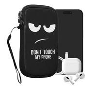 kwmobile Housse de Protection pour Smartphone M - 5,5" - Sacoche de Protection pour Téléphone Portable en Néoprène Don't Touch My Phone Blanc-Noir